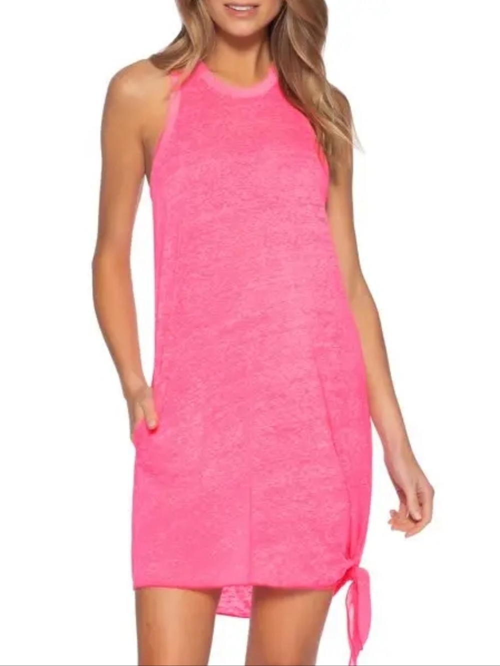BECCA Beach Date Cover-Up Dress, Pink Punch, M/L, EUC